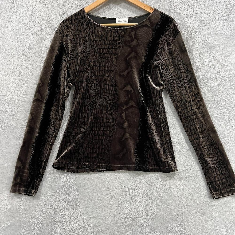 Vintage Linda Leal Women Long Sleeve Pullover  Top Snake Medium Grunge Goth USA